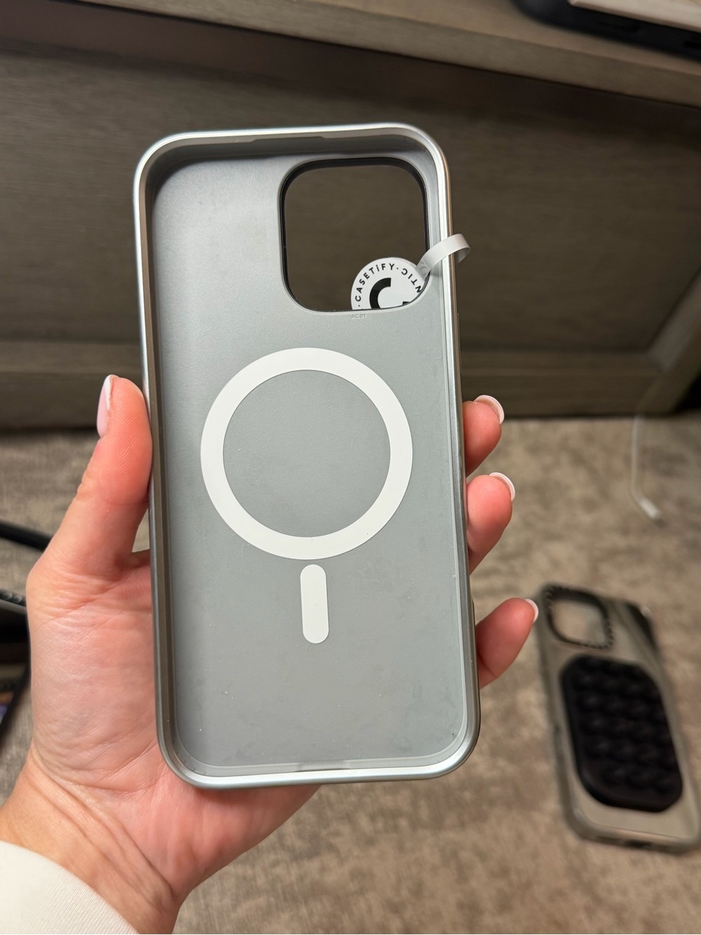 Casetify MagSafe Phone Case - Light Gray with White MagSafe Ring